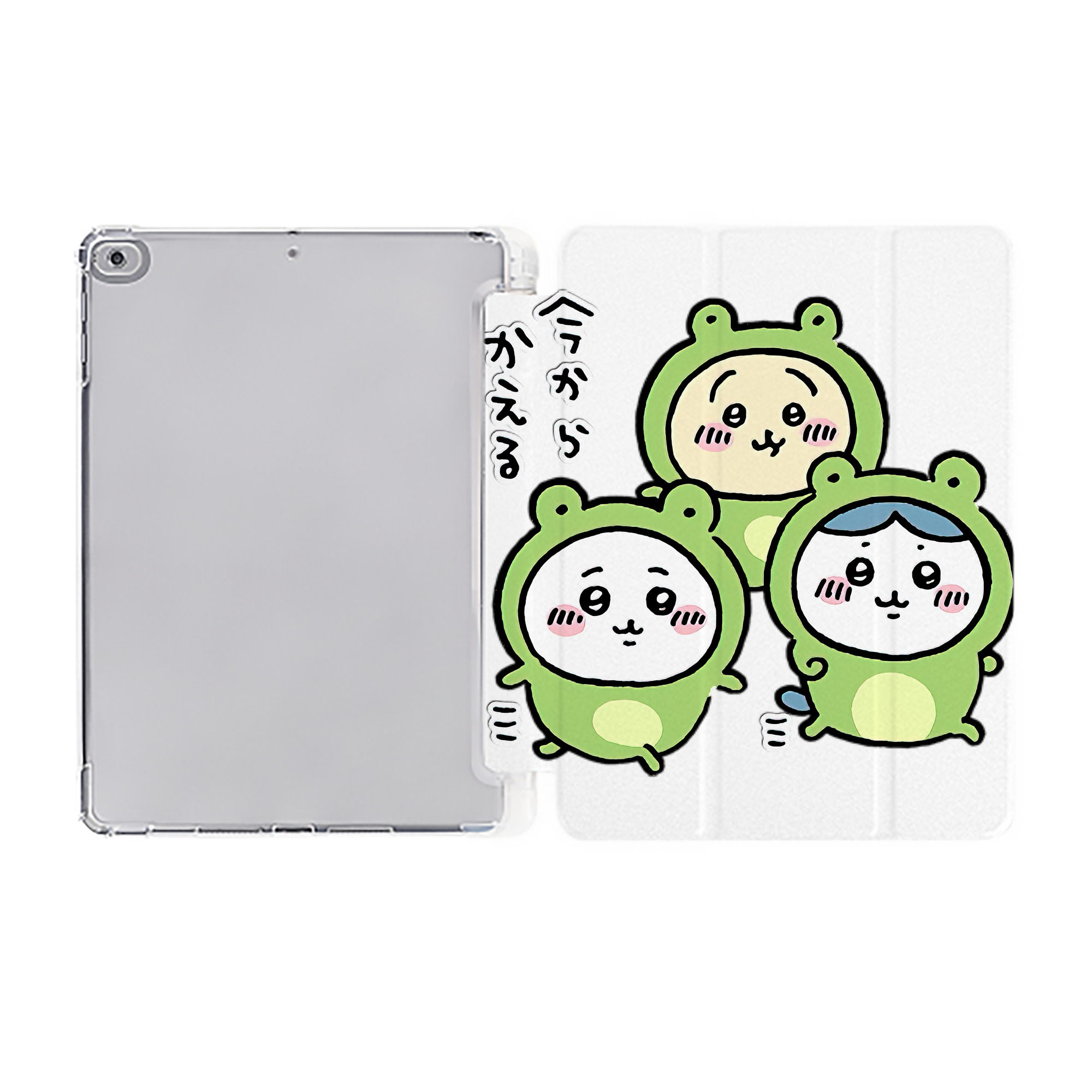 （画像用） ちいかわ ハチワレ Chii-kawa hachiware IPad ケース ペン収納付き 三つ折りスタンド PUレザー×シリコン 対応機種9.5/10.5/10.9インチ
